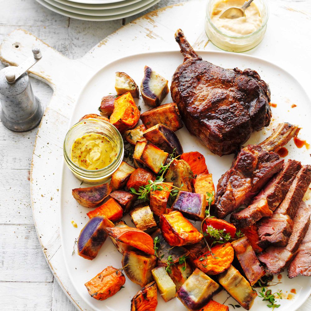 Australian Sweet Potatoes | Roast Sweet Potato Medley with Rib-Eye Steak