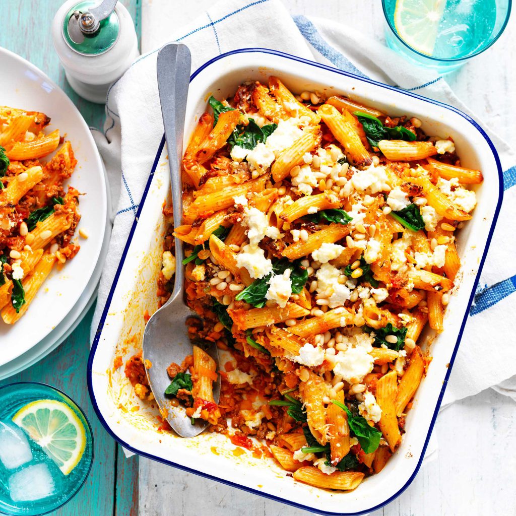 Australian Sweet Potatoes Sweet Potato Pasta Bake with Spinach and